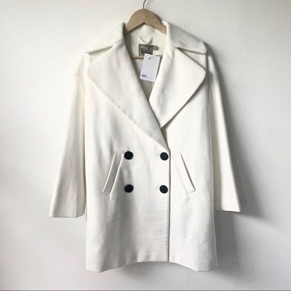 NWT ASOS Ecru Double-breasted Poly Coat